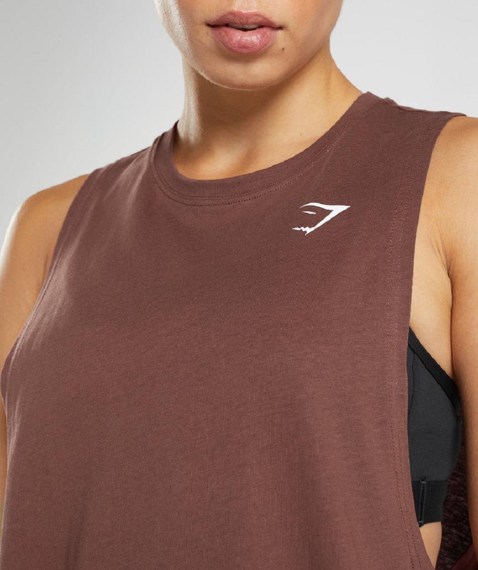 Camiseta Tirantes Gymshark Entrenamiento Drop Arm Mujer Rosas Marrones | CO 2368JPQ